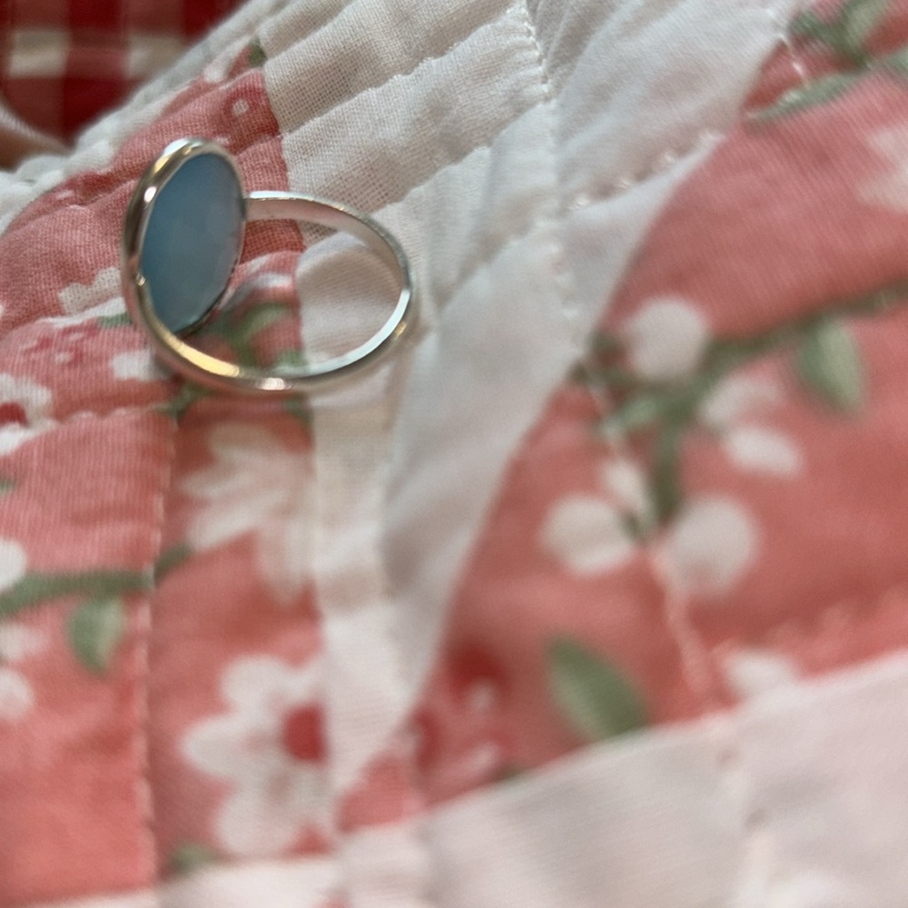 Natural Aqua Calcy Ring, Vintage Blue 925 Sterling Silver Ring,Handmade Ring π - Picture 7 of 9